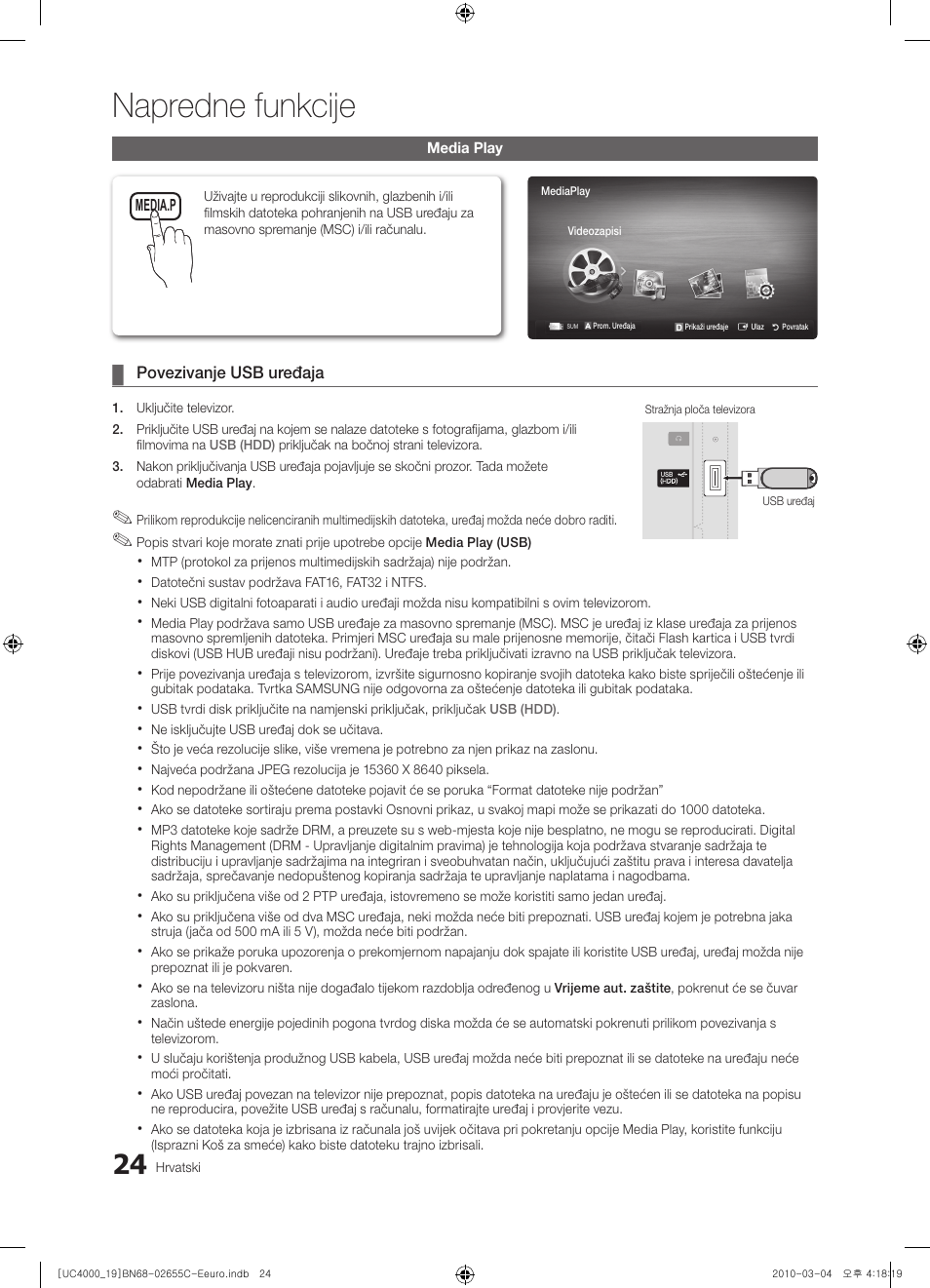 Napredne funkcije | Samsung UE32C4000PW User Manual | Page 234 / 421
