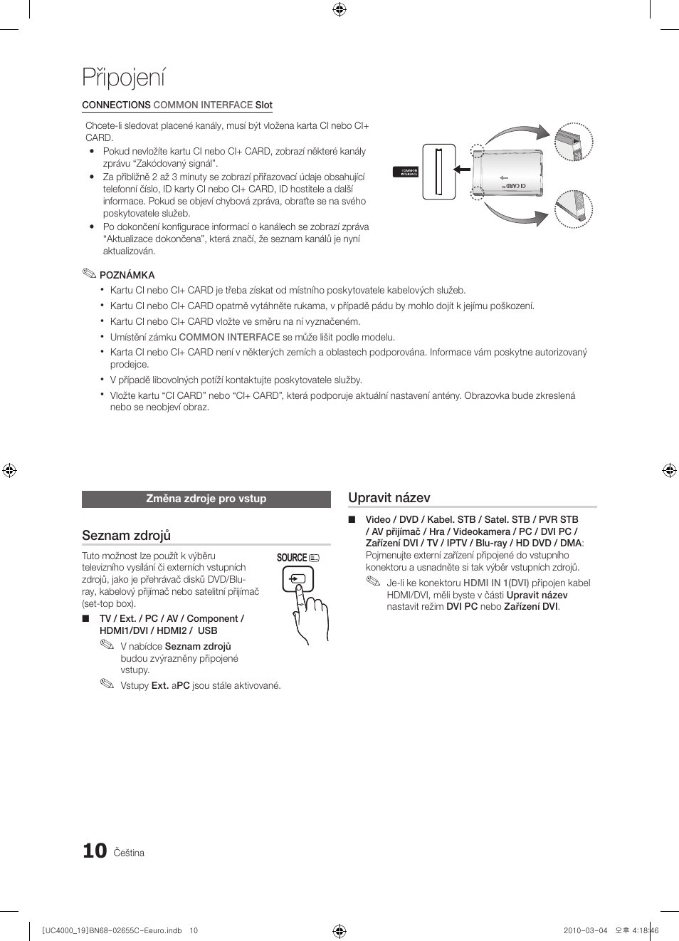 Připojení | Samsung UE32C4000PW User Manual | Page 262 / 421
