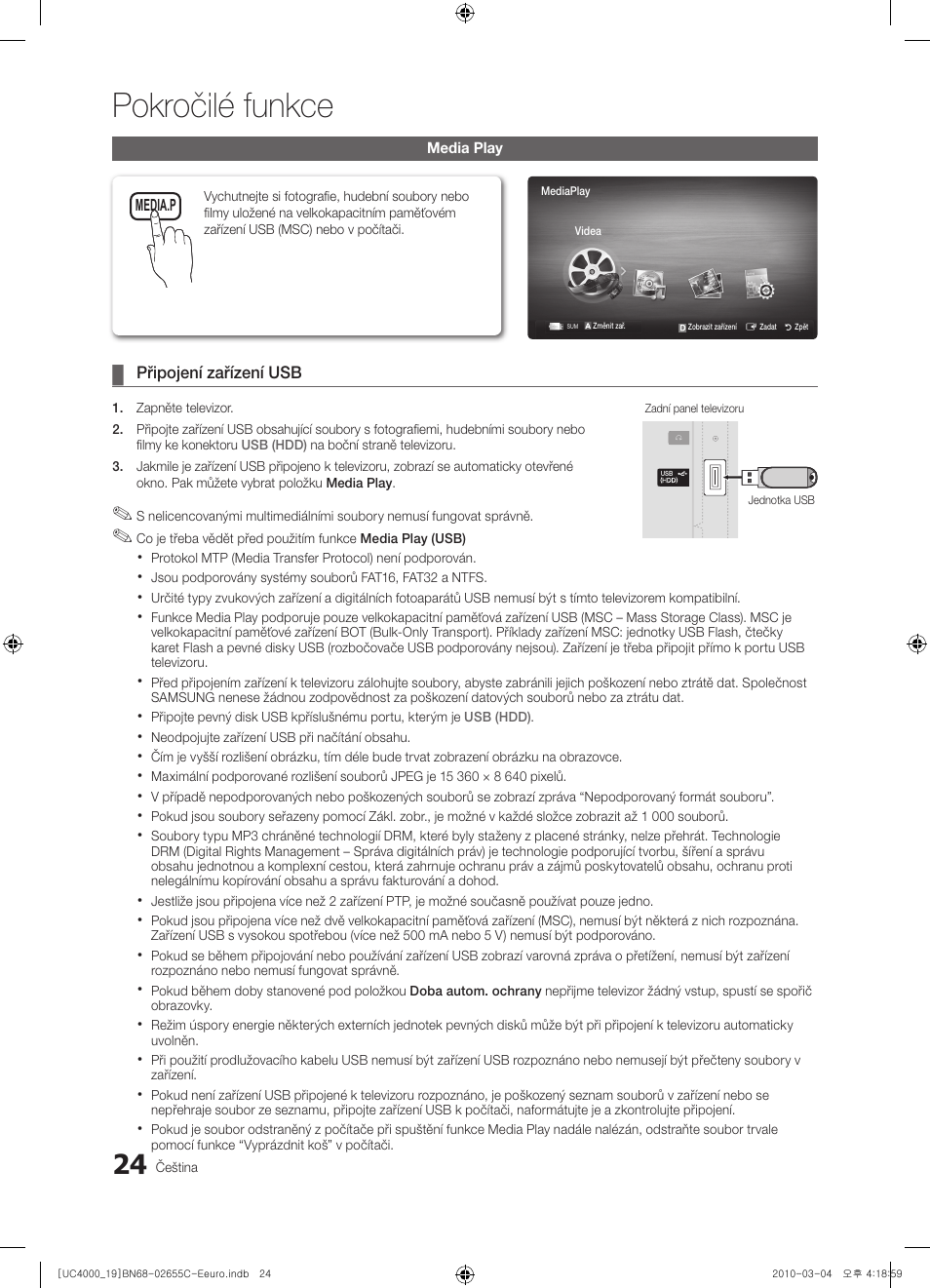 Pokročilé funkce | Samsung UE32C4000PW User Manual | Page 276 / 421