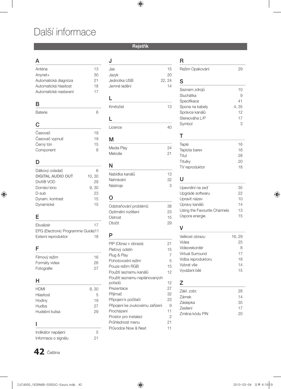 Další informace | Samsung UE32C4000PW User Manual | Page 294 / 421