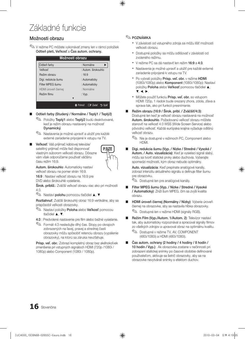 Základné funkcie | Samsung UE32C4000PW User Manual | Page 310 / 421