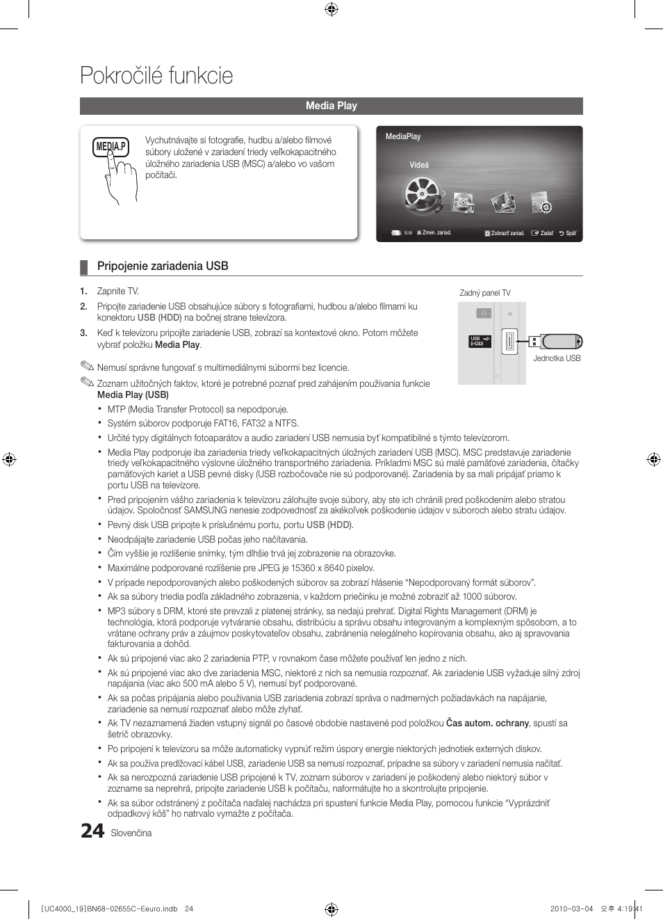 Pokročilé funkcie | Samsung UE32C4000PW User Manual | Page 318 / 421