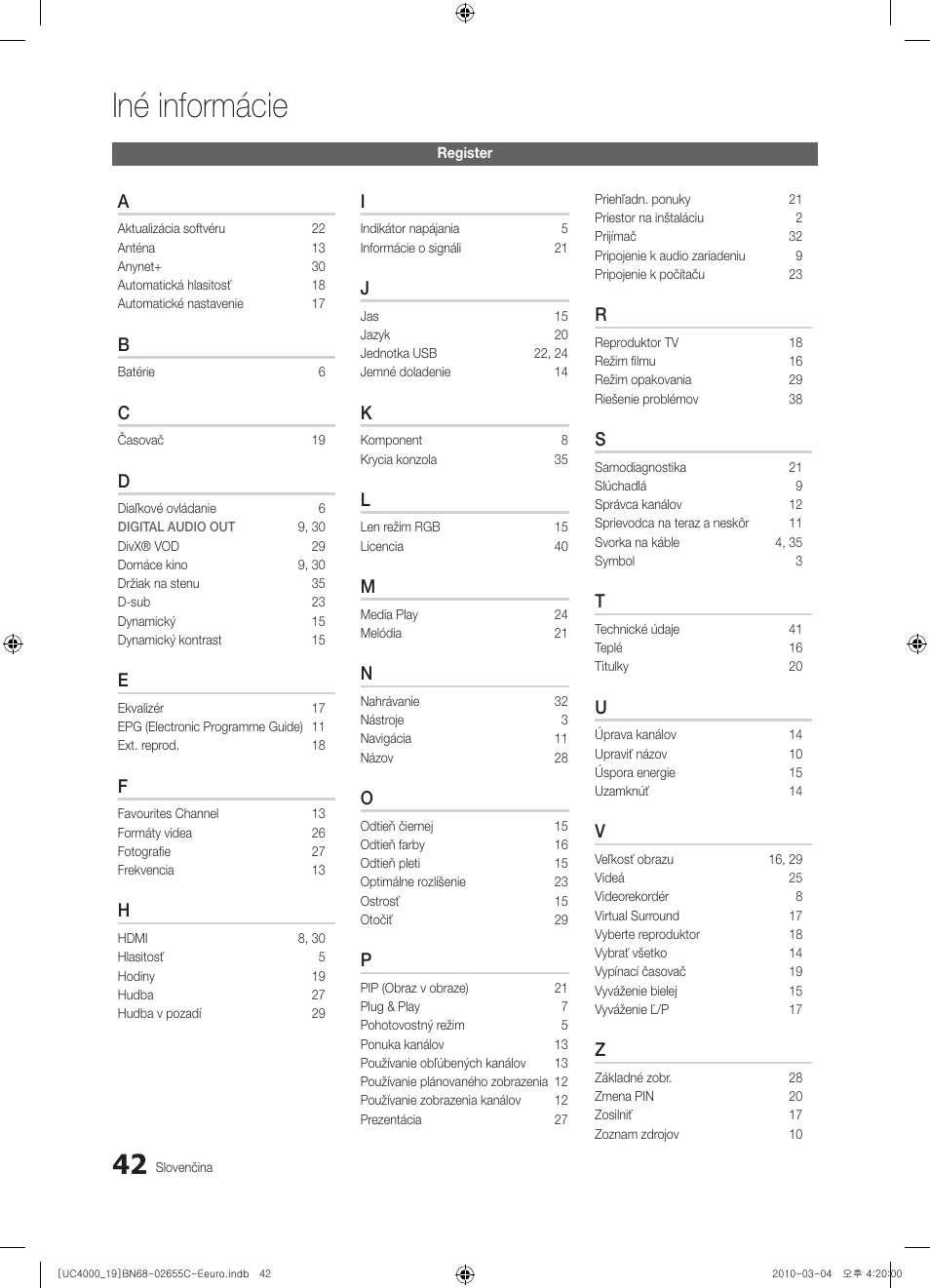Iné informácie | Samsung UE32C4000PW User Manual | Page 336 / 421