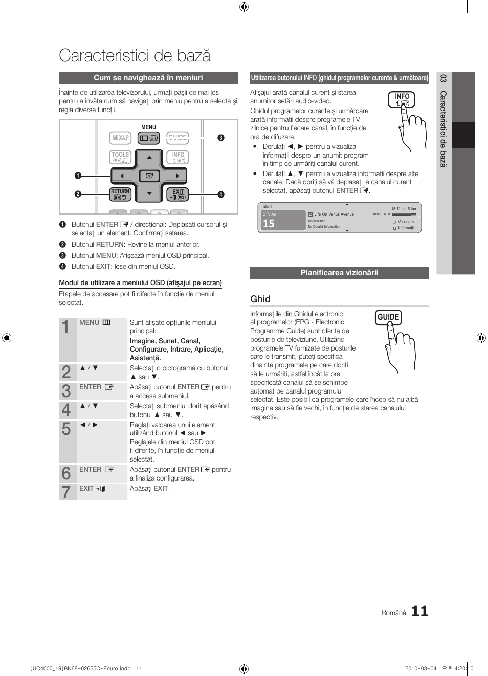 Caracteristici de bază, Ghid | Samsung UE32C4000PW User Manual | Page 347 / 421