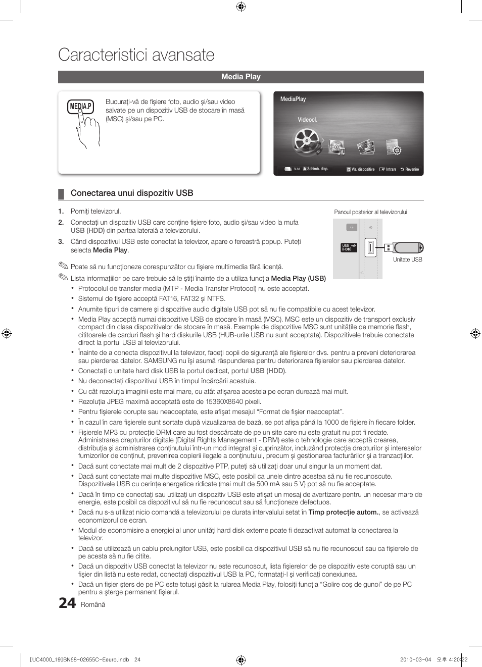 Caracteristici avansate | Samsung UE32C4000PW User Manual | Page 360 / 421