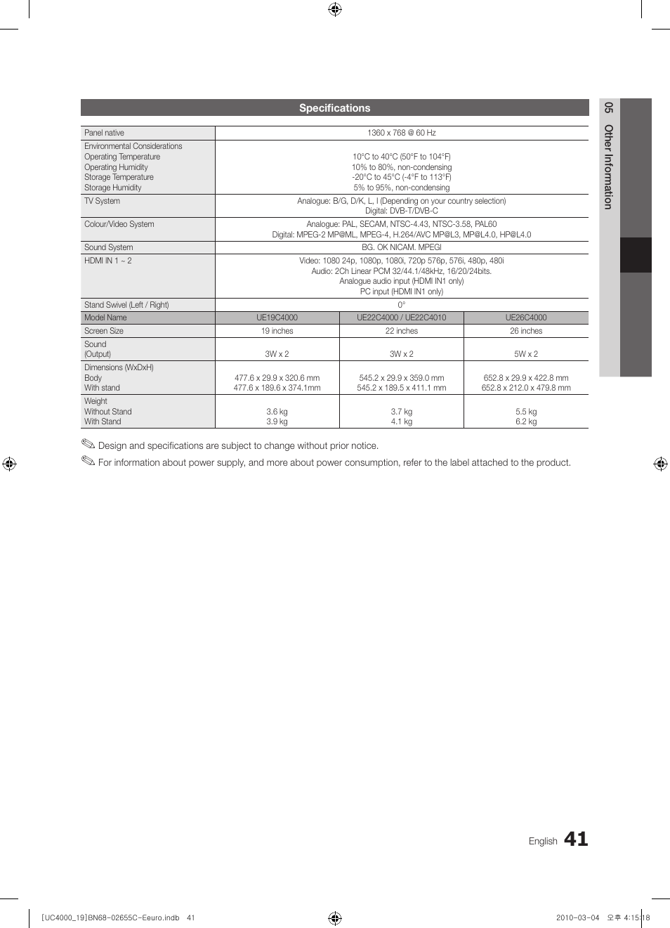 Samsung UE32C4000PW User Manual | Page 41 / 421
