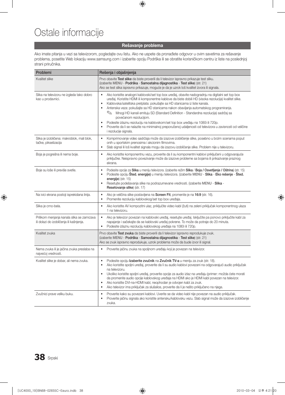 Ostale informacije | Samsung UE32C4000PW User Manual | Page 416 / 421