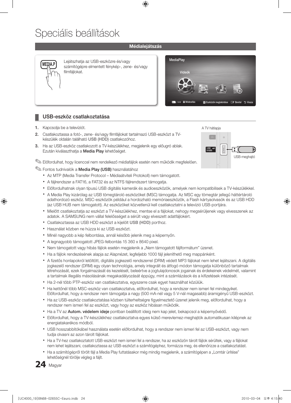 Speciális beállítások | Samsung UE32C4000PW User Manual | Page 66 / 421