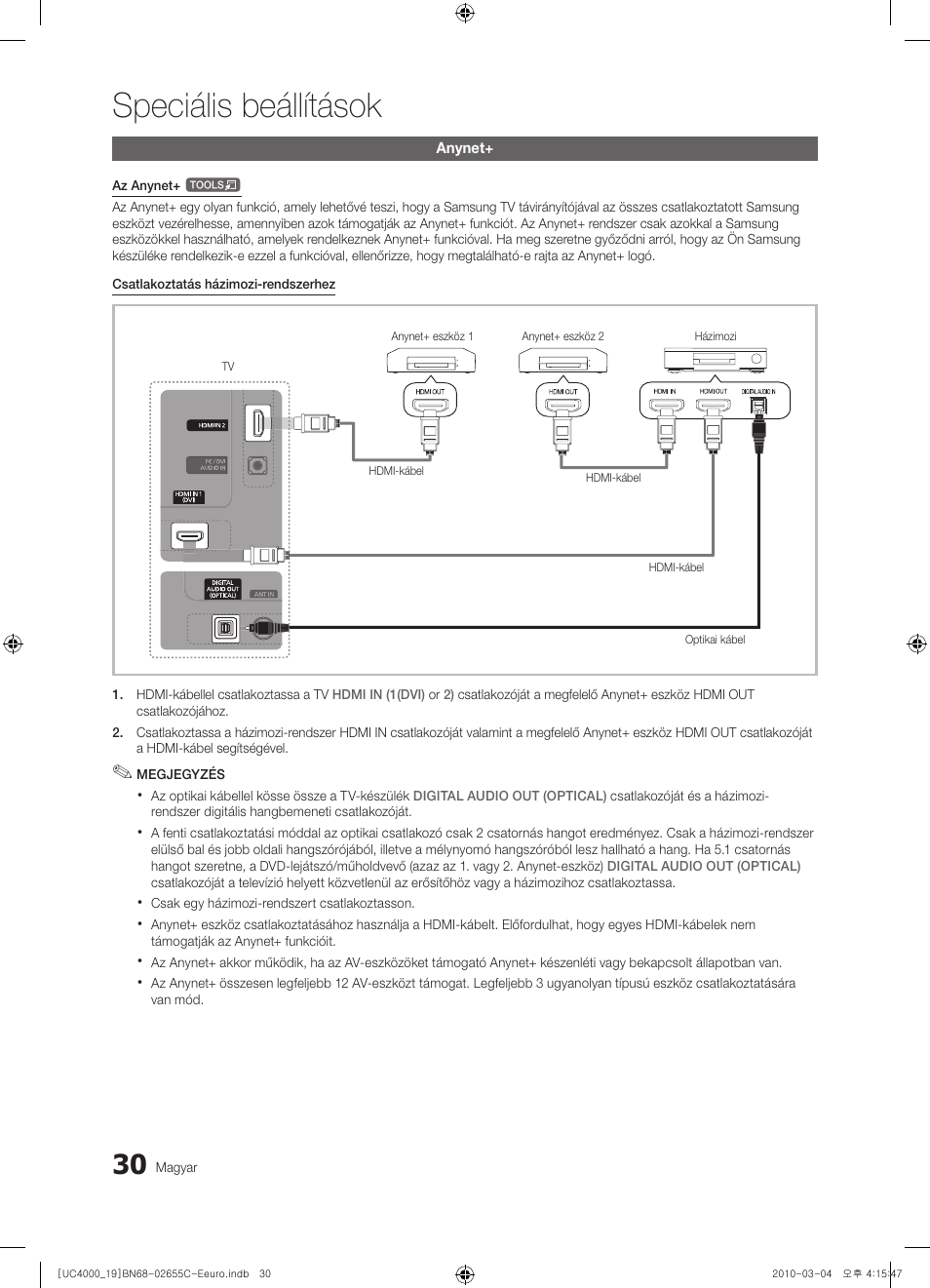 Speciális beállítások | Samsung UE32C4000PW User Manual | Page 72 / 421