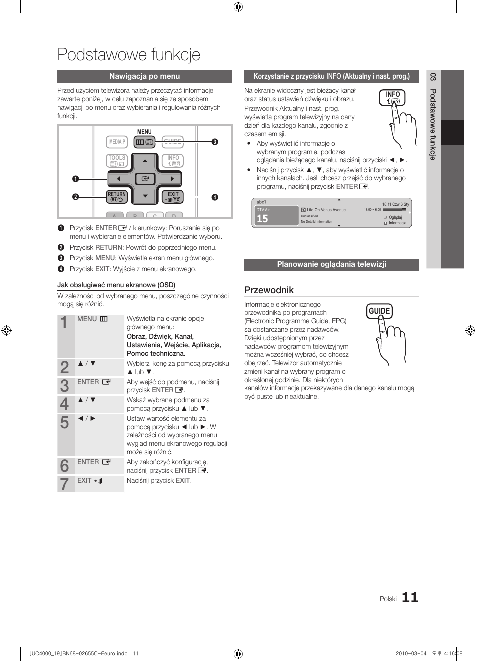 Podstawowe funkcje, Przewodnik | Samsung UE32C4000PW User Manual | Page 95 / 421
