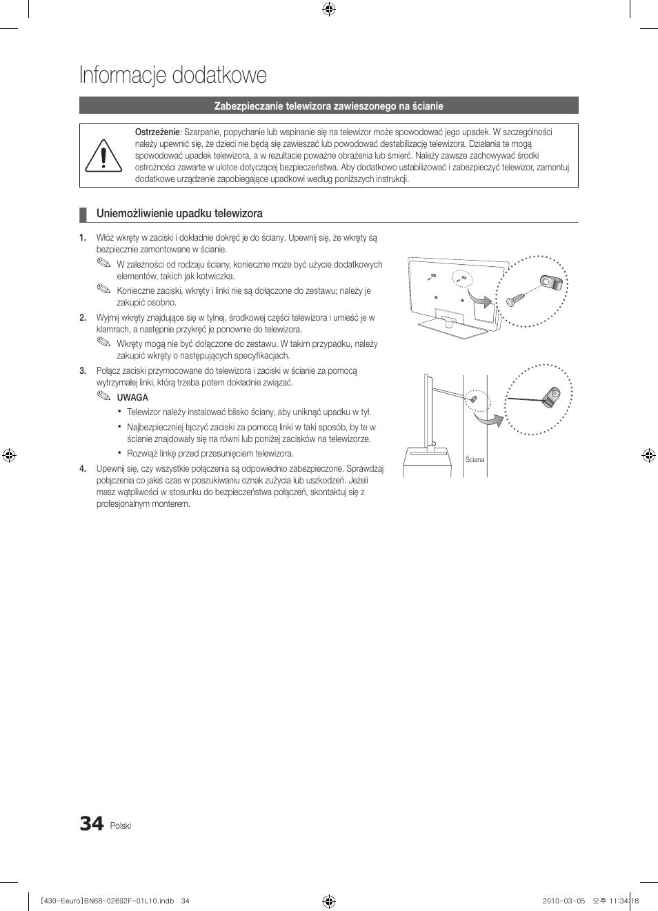 Informacje dodatkowe | Samsung PS42C430A1W User Manual | Page 114 / 401