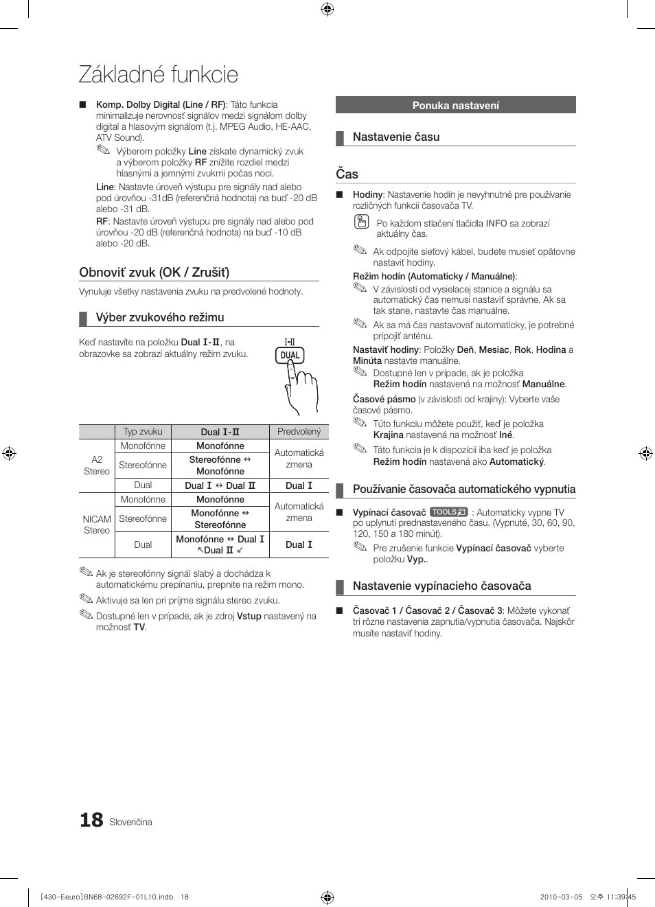 Základné funkcie, Obnoviť zvuk (ok / zrušiť) | Samsung PS42C430A1W User Manual | Page 298 / 401