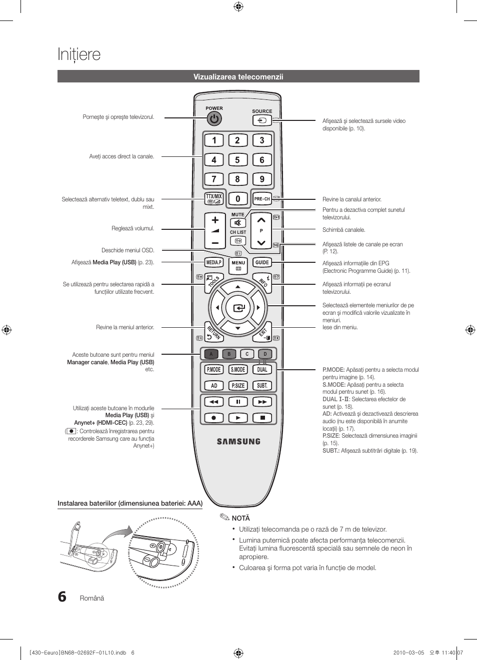 Iniţiere | Samsung PS42C430A1W User Manual | Page 326 / 401