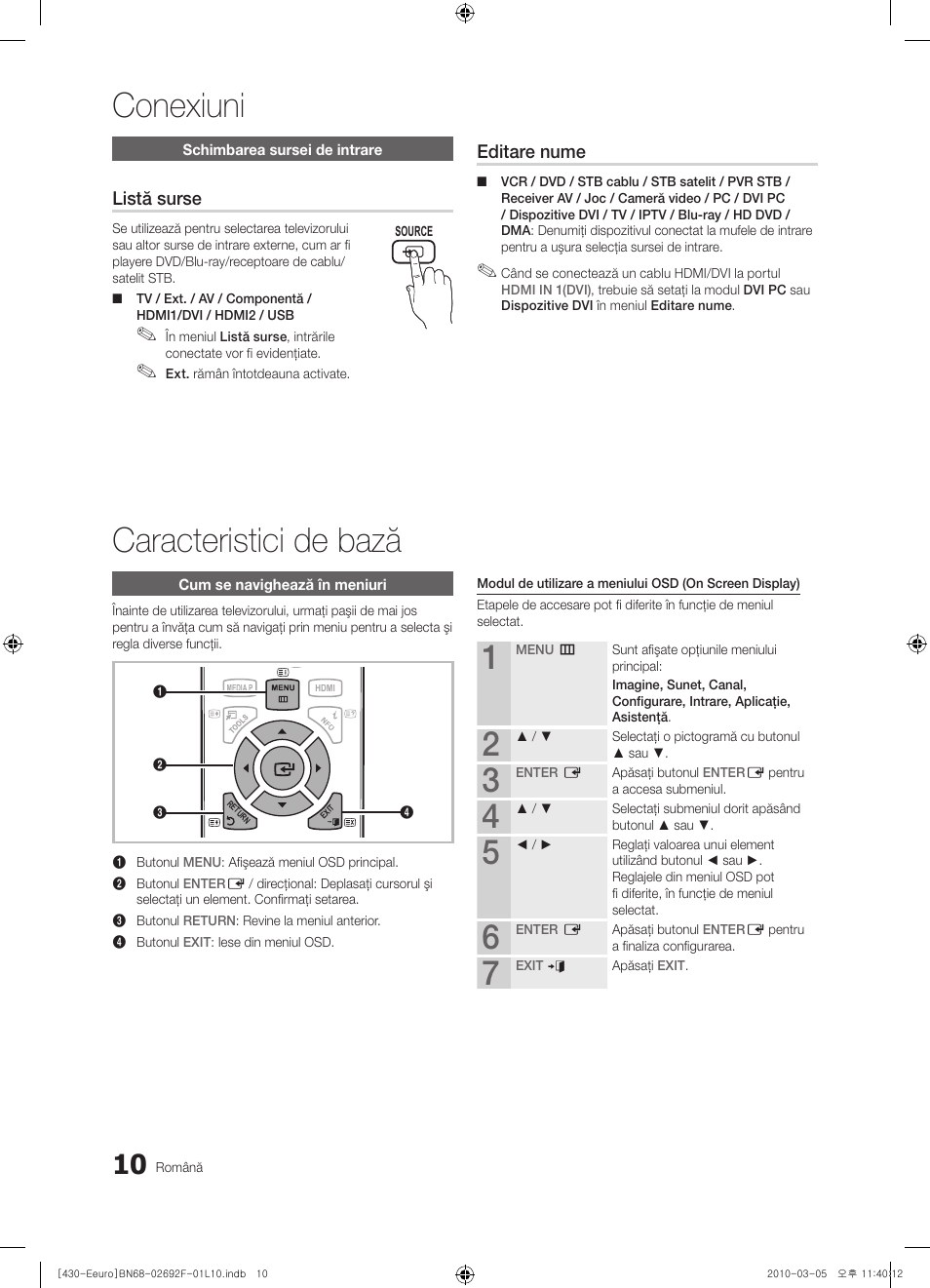 Conexiuni caracteristici de bază, Listă surse, Editare nume | Samsung PS42C430A1W User Manual | Page 330 / 401