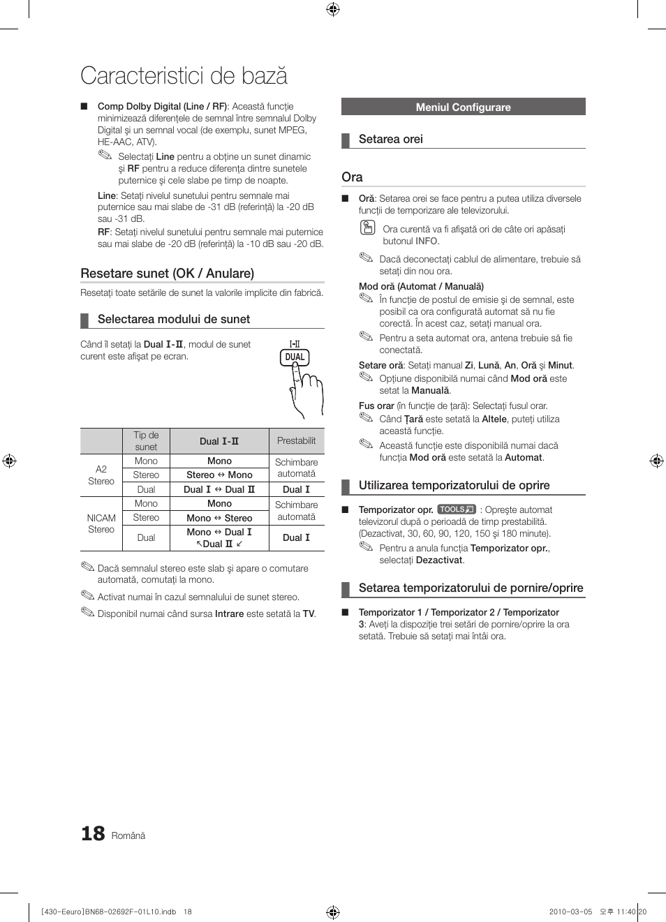 Caracteristici de bază | Samsung PS42C430A1W User Manual | Page 338 / 401