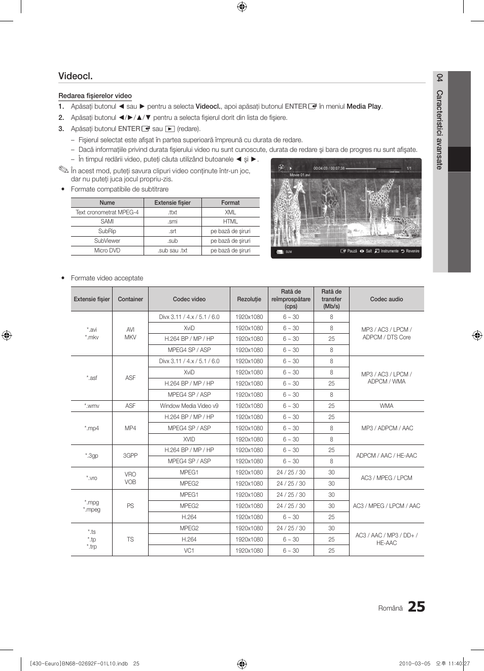 Videocl | Samsung PS42C430A1W User Manual | Page 345 / 401