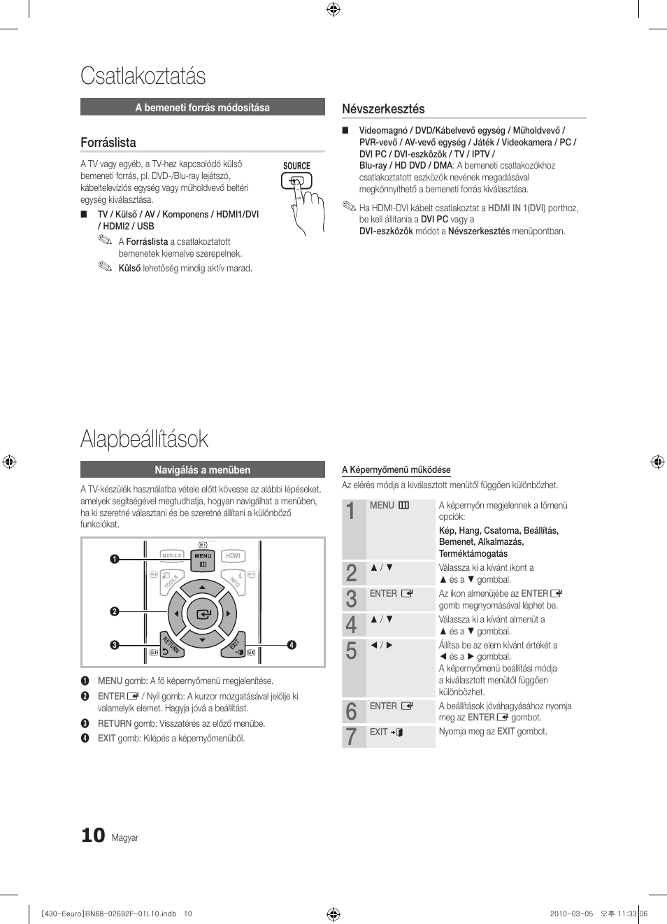 Csatlakoztatás alapbeállítások, Forráslista, Névszerkesztés | Samsung PS42C430A1W User Manual | Page 50 / 401