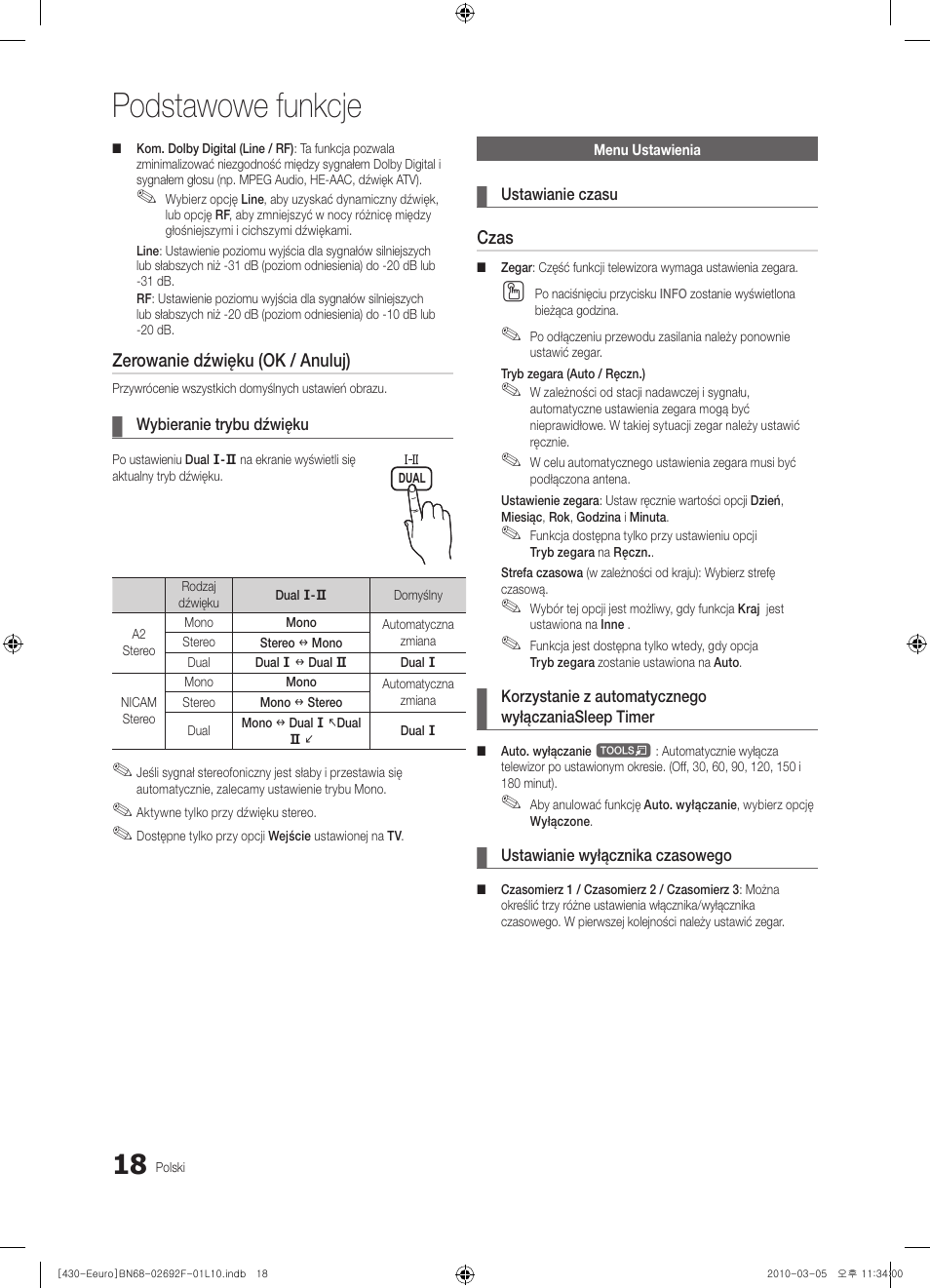 Podstawowe funkcje | Samsung PS42C430A1W User Manual | Page 98 / 401