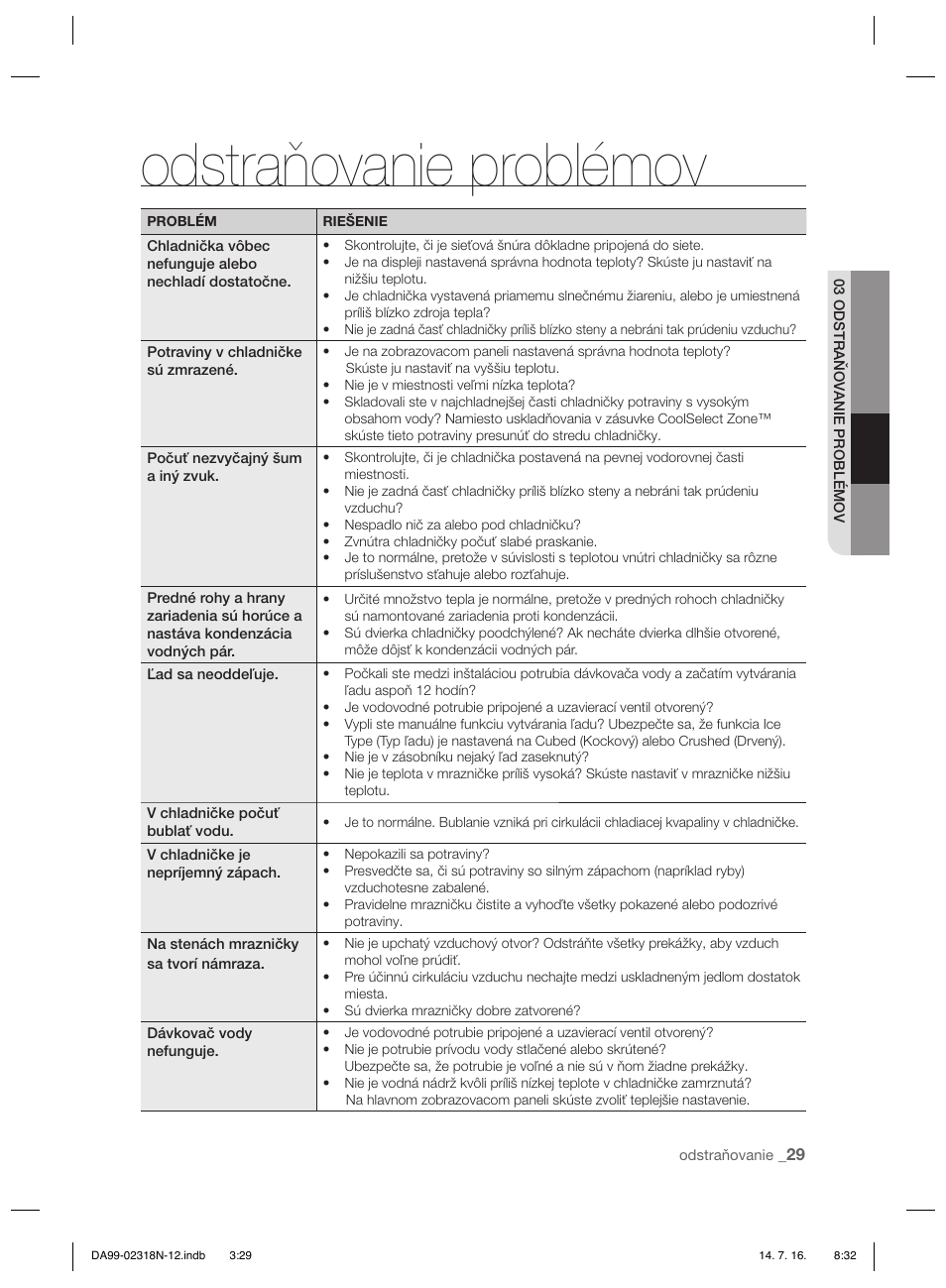 Odstraňovanie problémov | Samsung RSH5ZL2A User Manual | Page 151 / 276