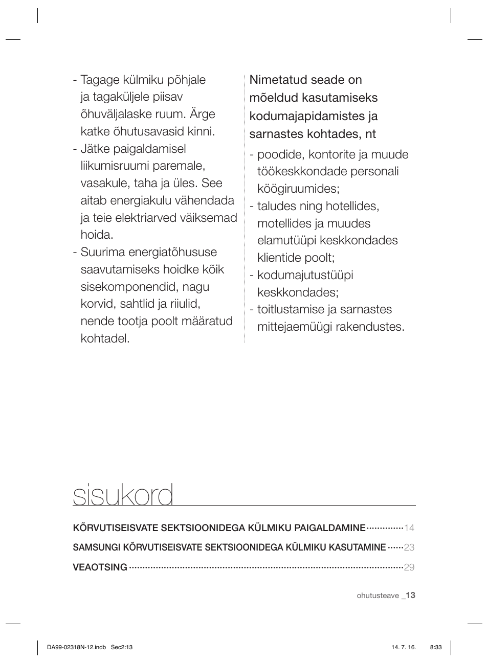 Sisukord | Samsung RSH5ZL2A User Manual | Page 195 / 276