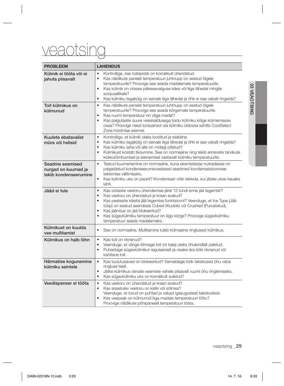 Veaotsing | Samsung RSH5ZL2A User Manual | Page 211 / 276