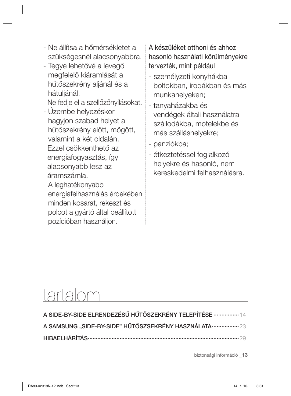 Tartalom | Samsung RSH5ZL2A User Manual | Page 73 / 276