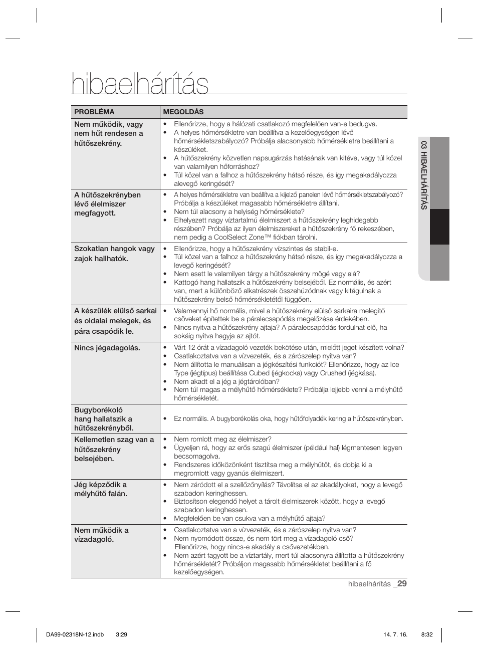 Hibaelhárítás | Samsung RSH5ZL2A User Manual | Page 89 / 276