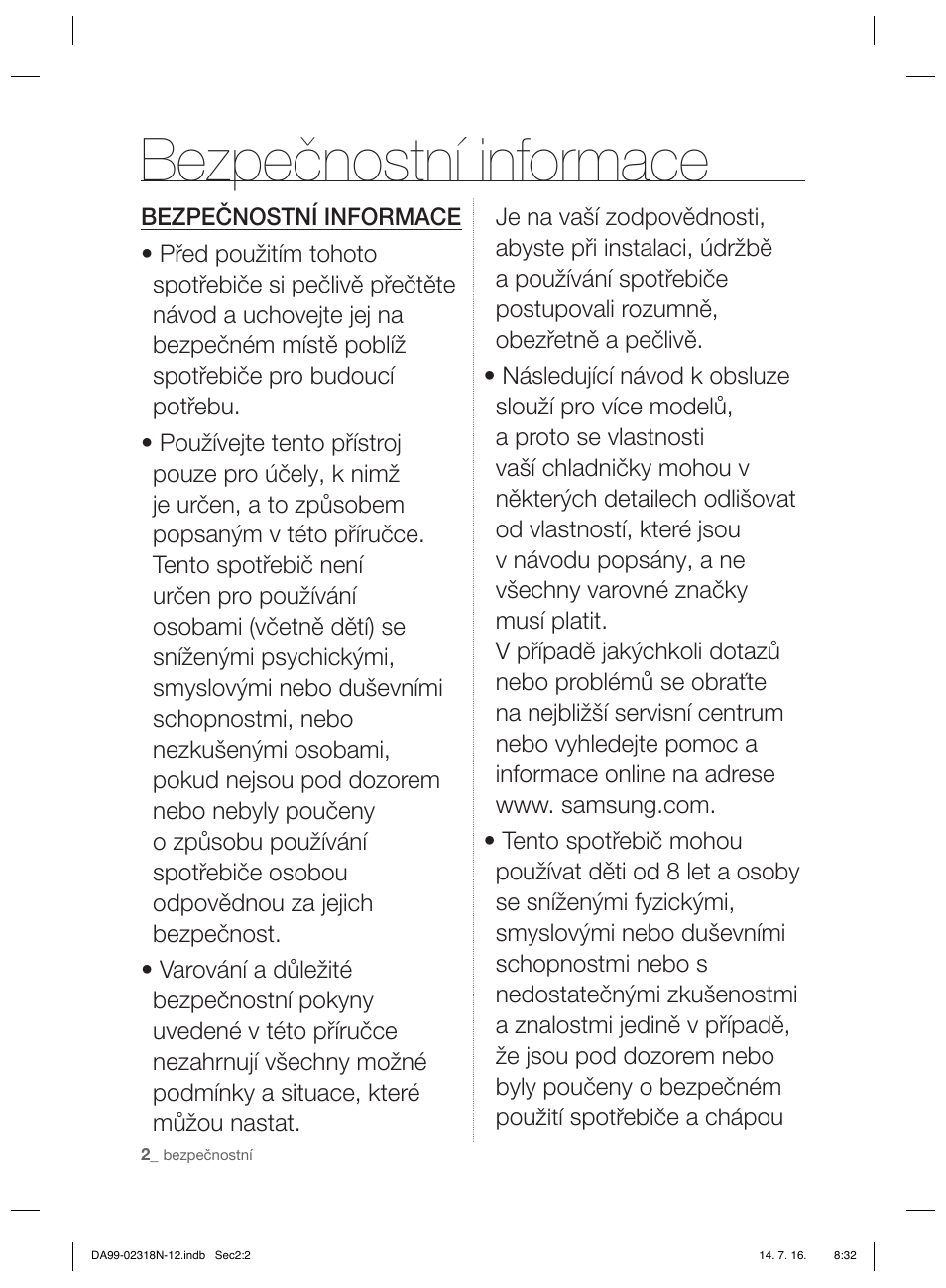 Bezpečnostní informace | Samsung RSH5ZL2A User Manual | Page 94 / 276