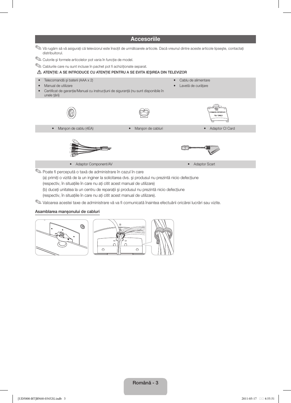 Accesoriile | Samsung UE40D5000PW User Manual | Page 129 / 163