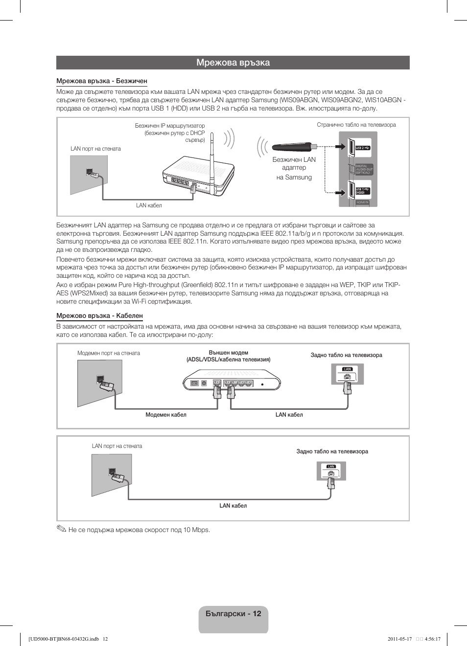 Мрежова връзка | Samsung UE40D5000PW User Manual | Page 156 / 163