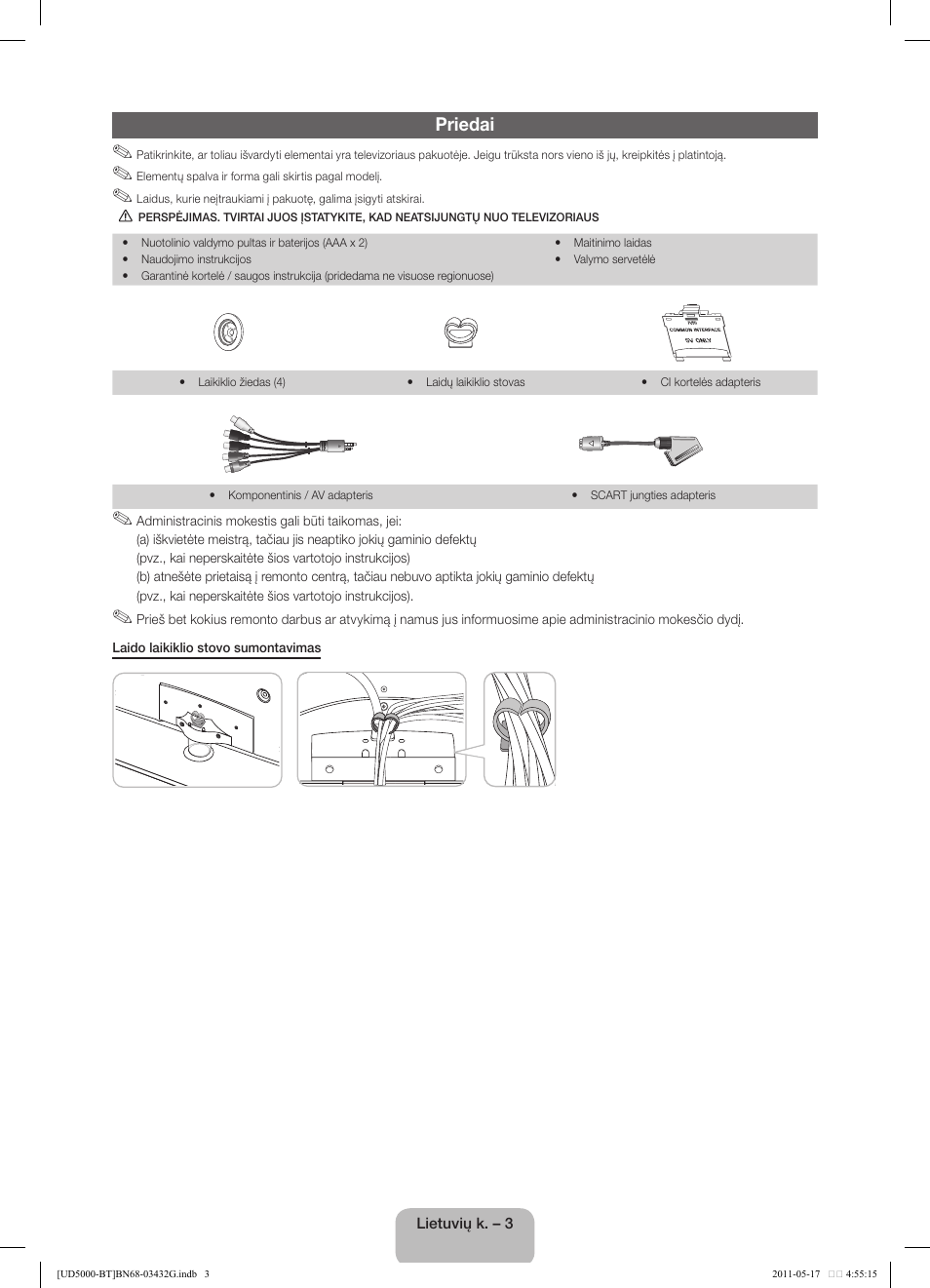 Priedai | Samsung UE40D5000PW User Manual | Page 93 / 163