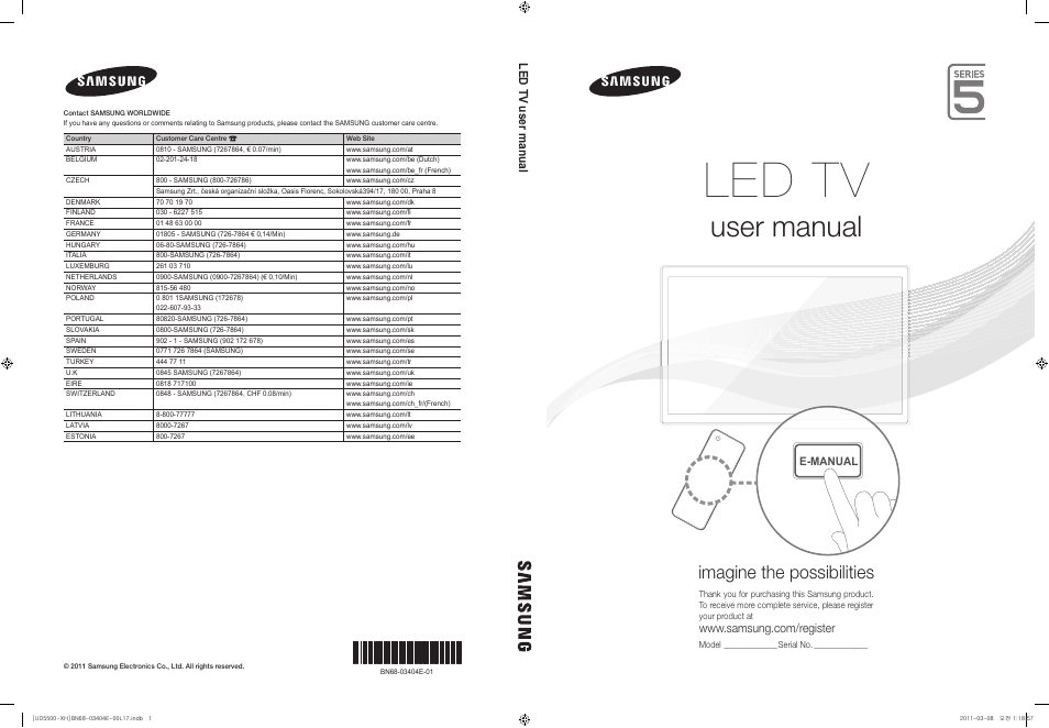 Samsung UE32D5500RW User Manual | 340 pages