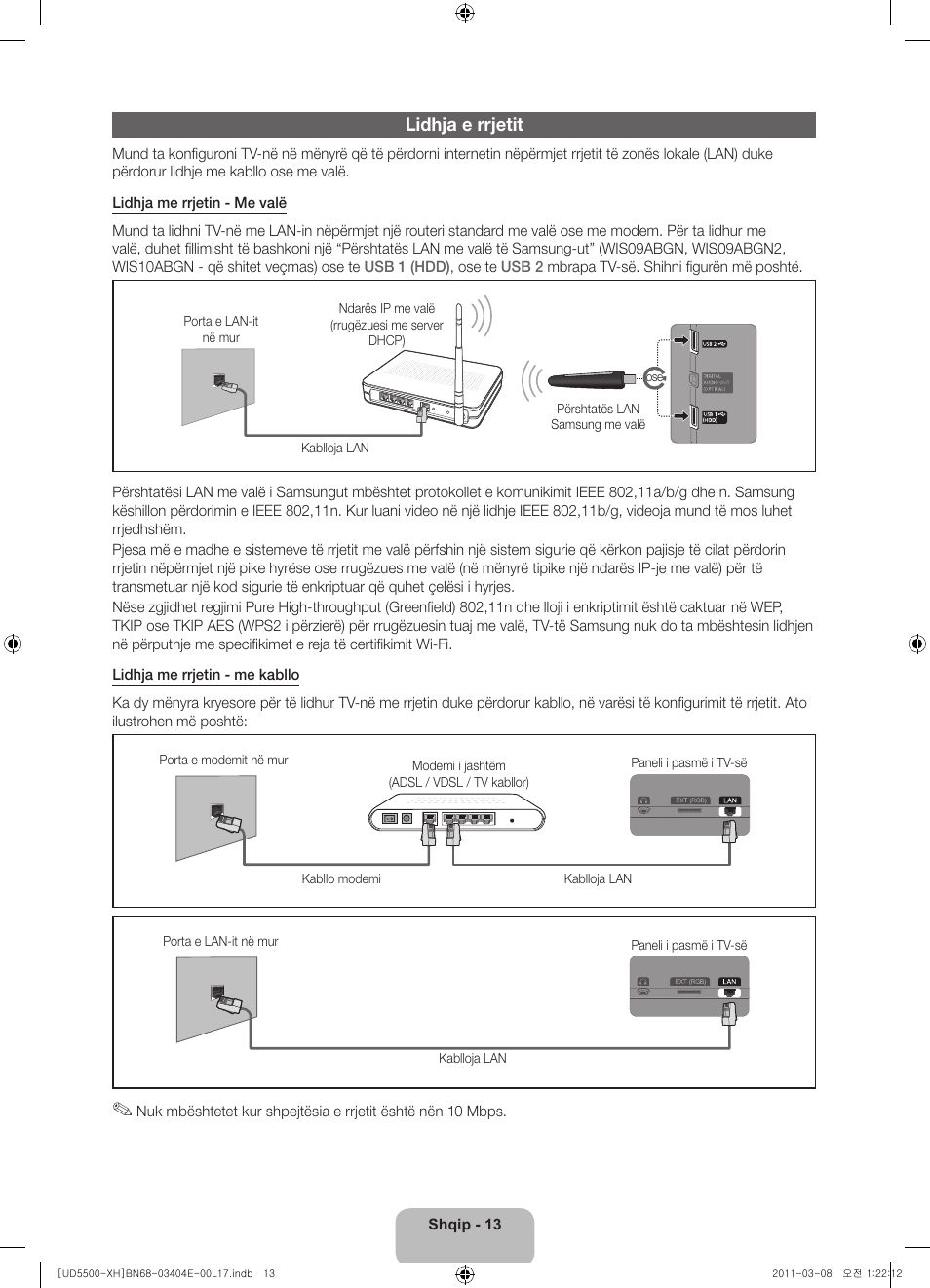 Lidhja e rrjetit | Samsung UE32D5500RW User Manual | Page 213 / 340