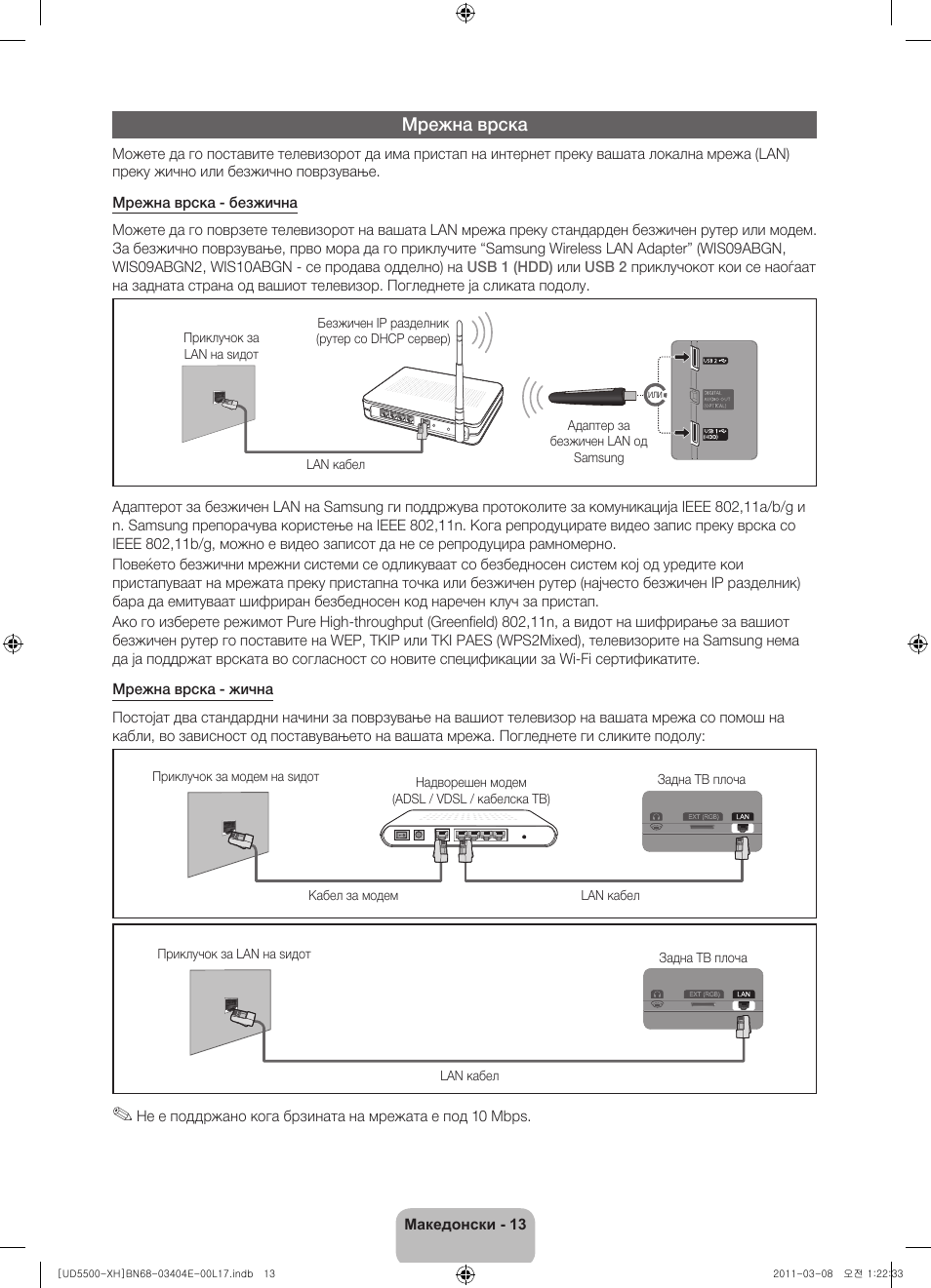 Мрежна врска | Samsung UE32D5500RW User Manual | Page 233 / 340