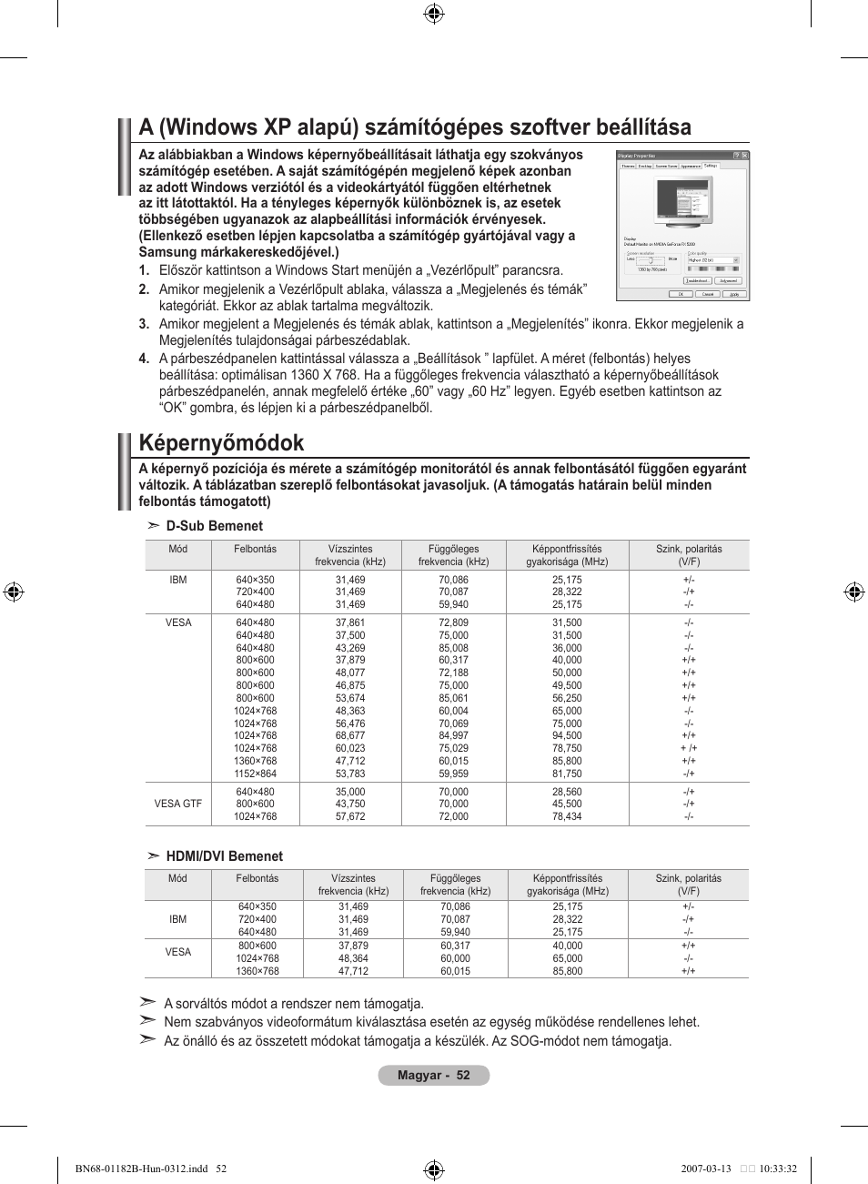 Képernyőmódok | Samsung LE37S86BD User Manual | Page 112 / 524