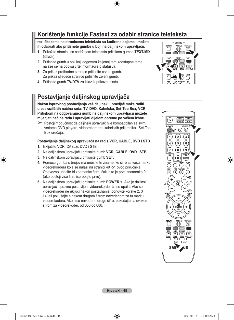 Postavljanje daljinskog upravljača | Samsung LE37S86BD User Manual | Page 340 / 524