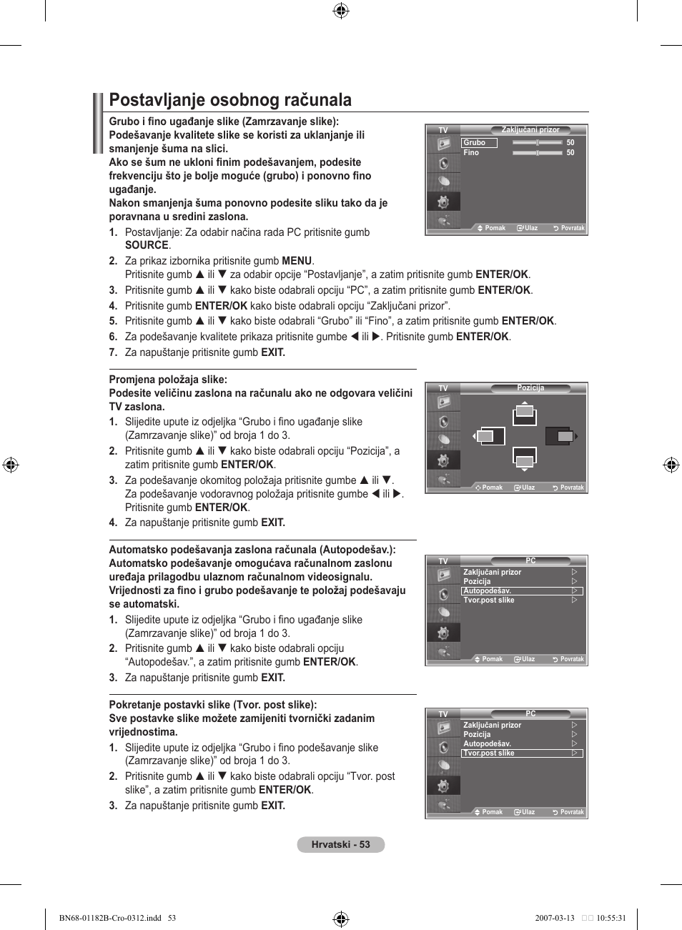 Postavljanje osobnog računala | Samsung LE37S86BD User Manual | Page 345 / 524