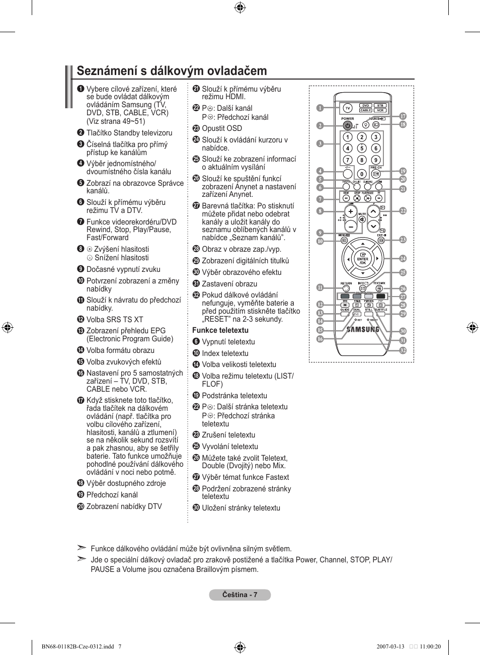 Seznámení s dálkovým ovladačem | Samsung LE37S86BD User Manual | Page 357 / 524