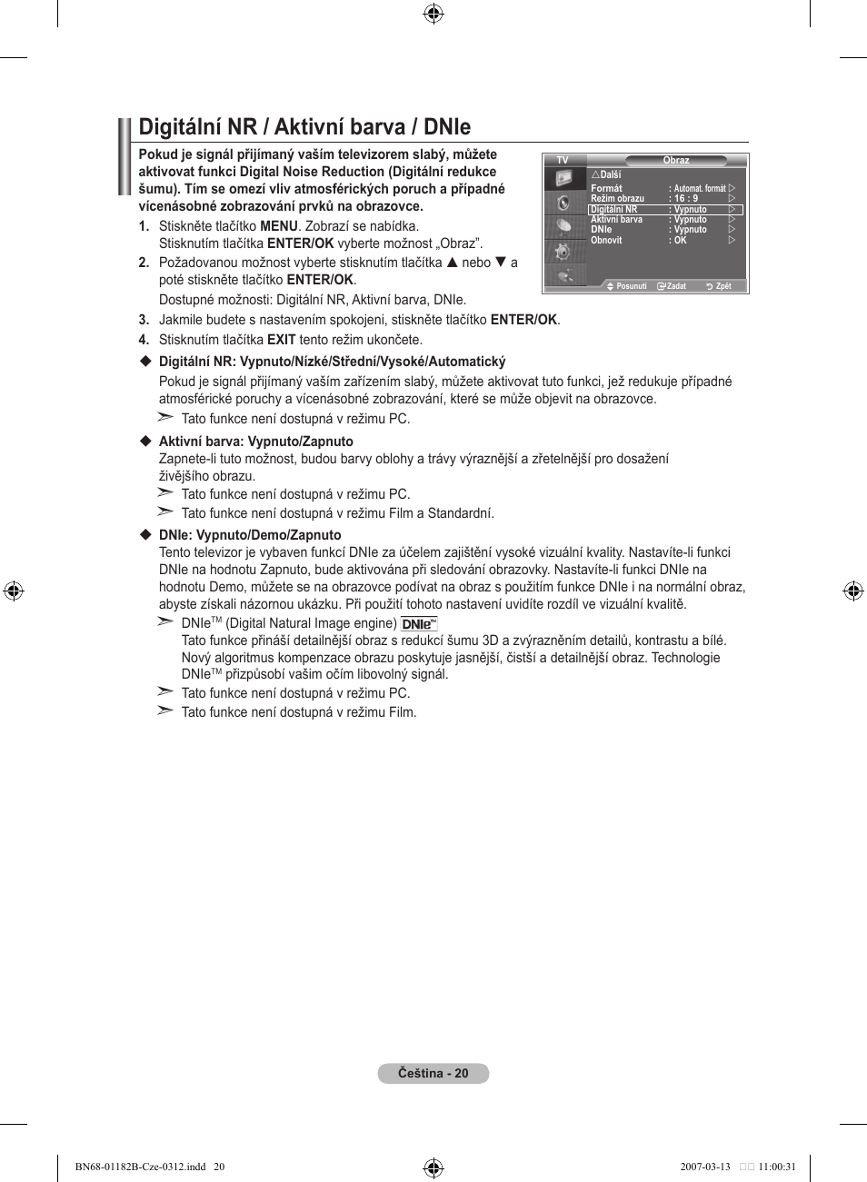 Digitální nr / aktivní barva / dnie | Samsung LE37S86BD User Manual | Page 370 / 524