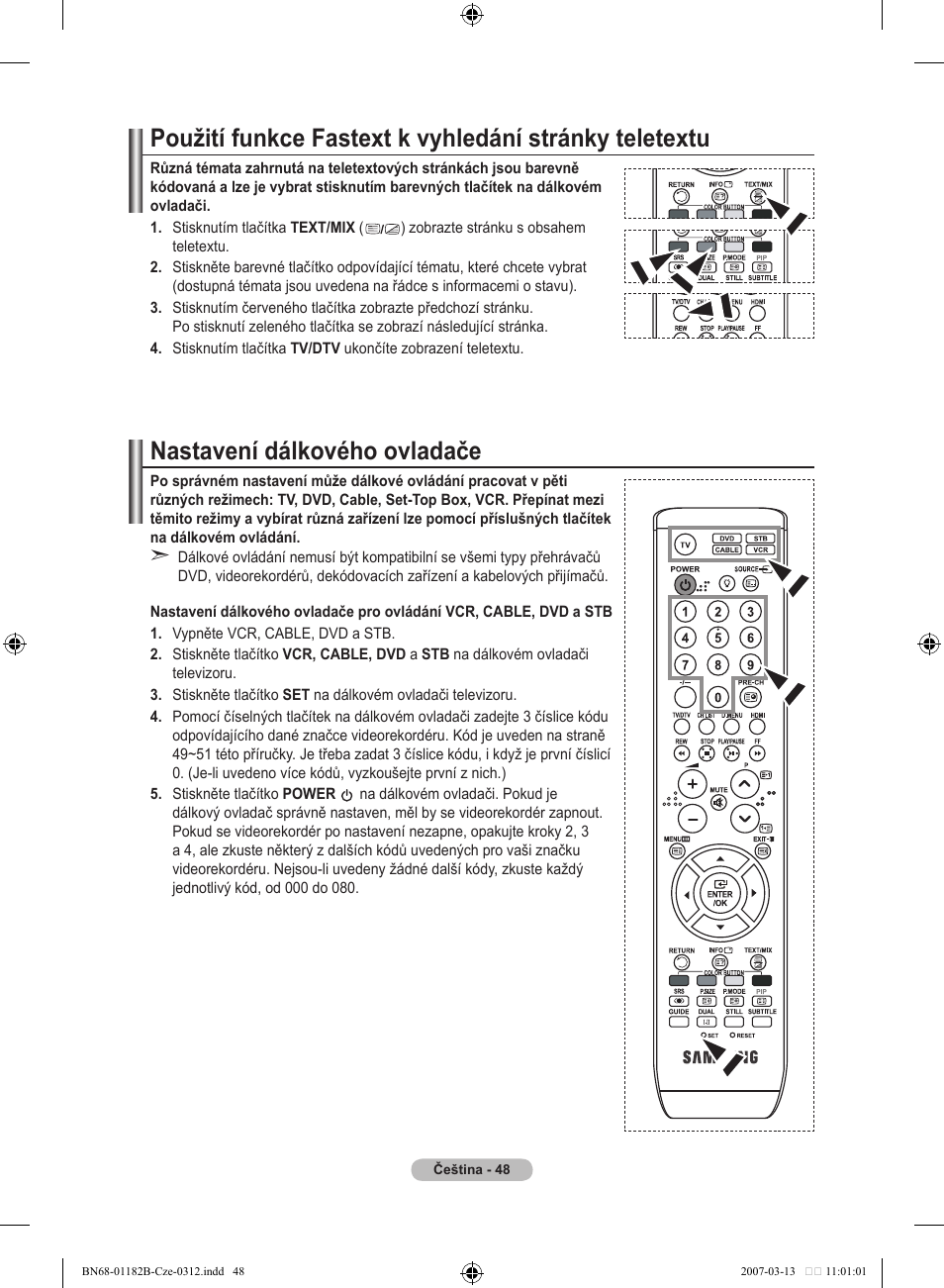 Nastavení dálkového ovladače | Samsung LE37S86BD User Manual | Page 398 / 524