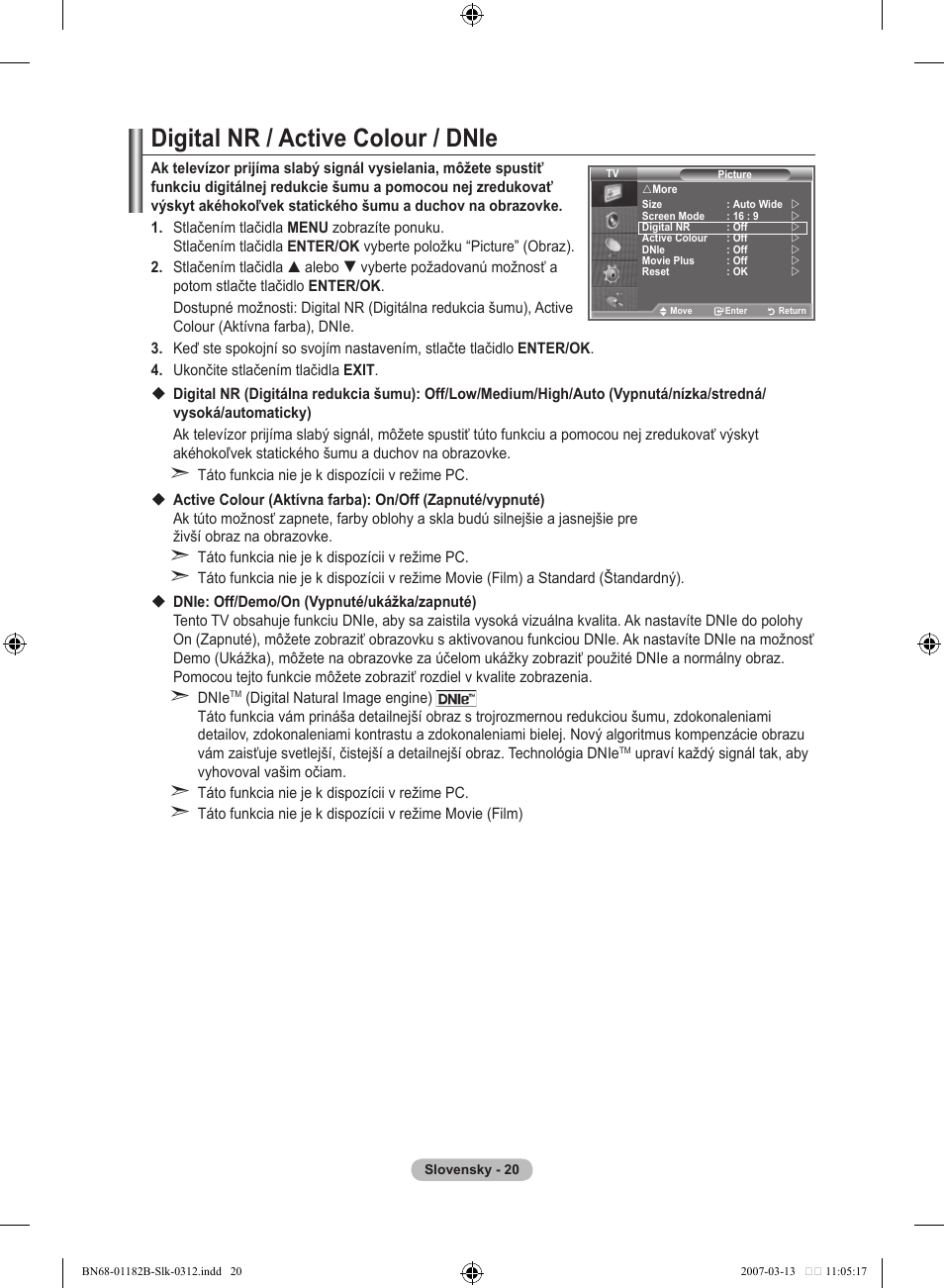 Digital nr / active colour / dnie | Samsung LE37S86BD User Manual | Page 428 / 524