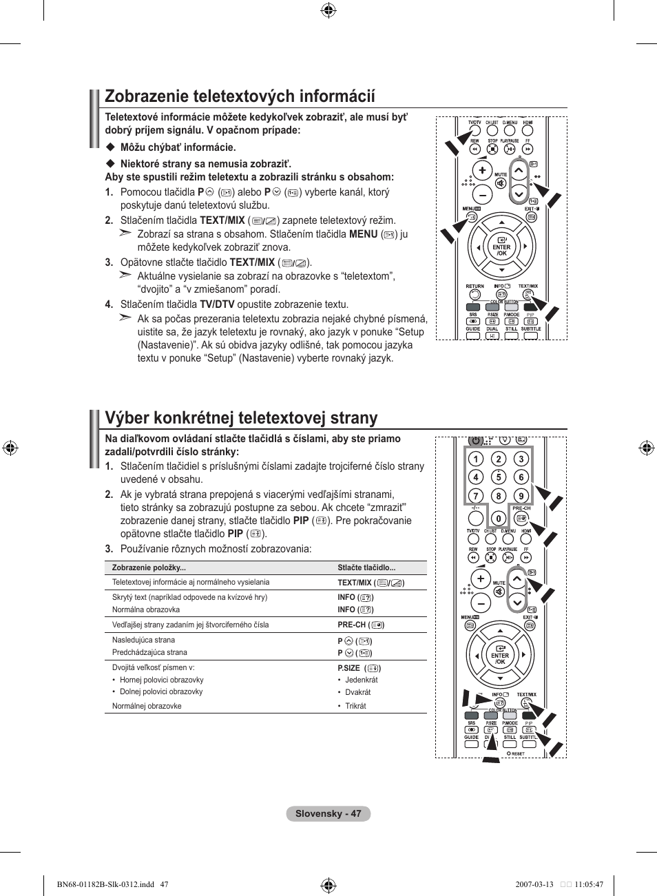 Zobrazenie teletextových informácií, Výber konkrétnej teletextovej strany | Samsung LE37S86BD User Manual | Page 455 / 524