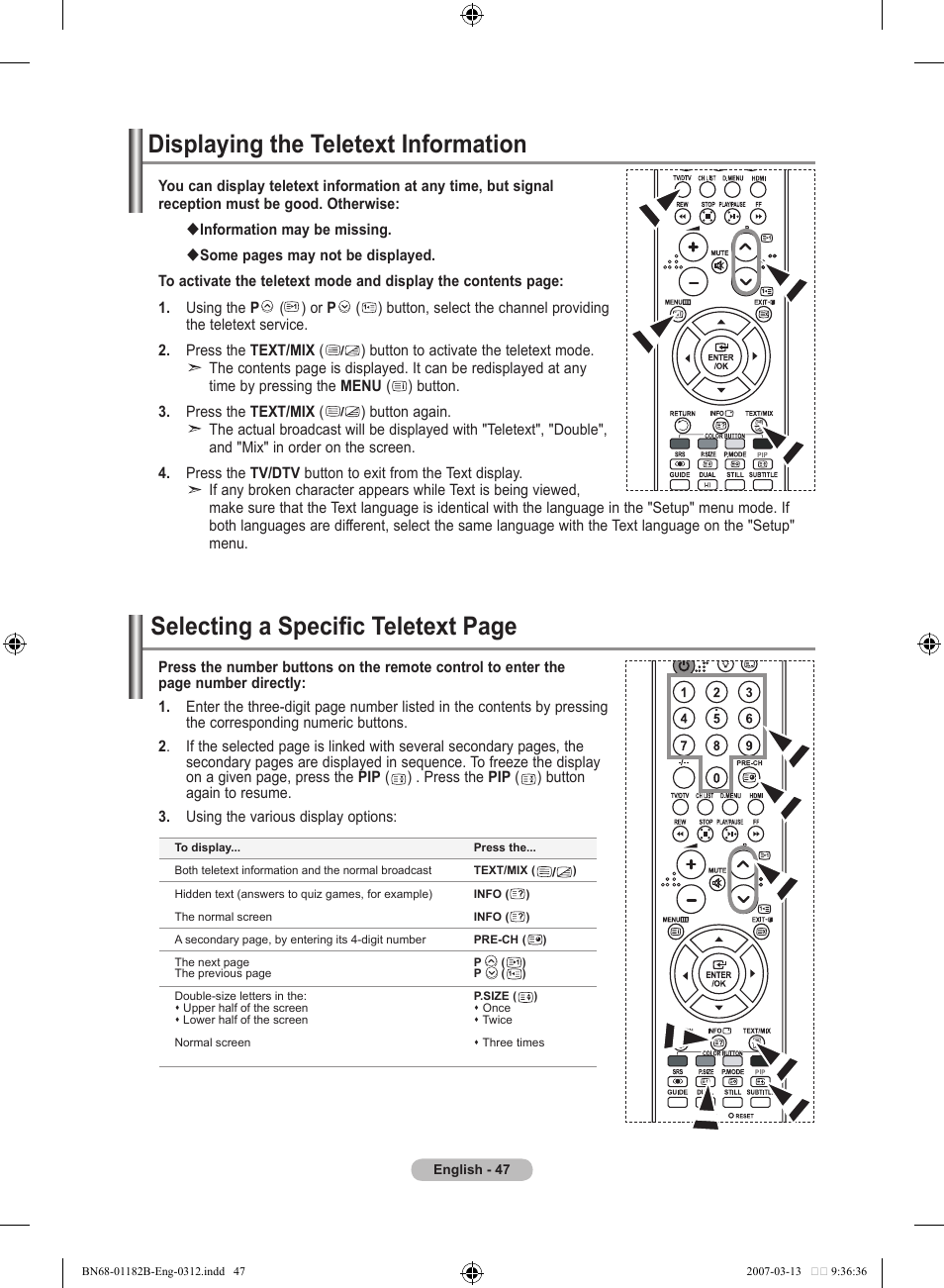 Displaying the teletext information | Samsung LE37S86BD User Manual | Page 49 / 524