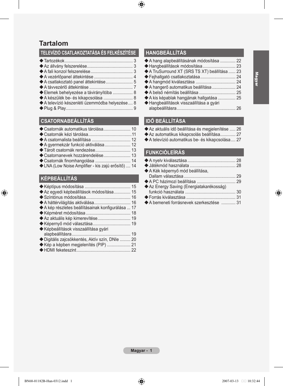 Tartalom | Samsung LE37S86BD User Manual | Page 61 / 524