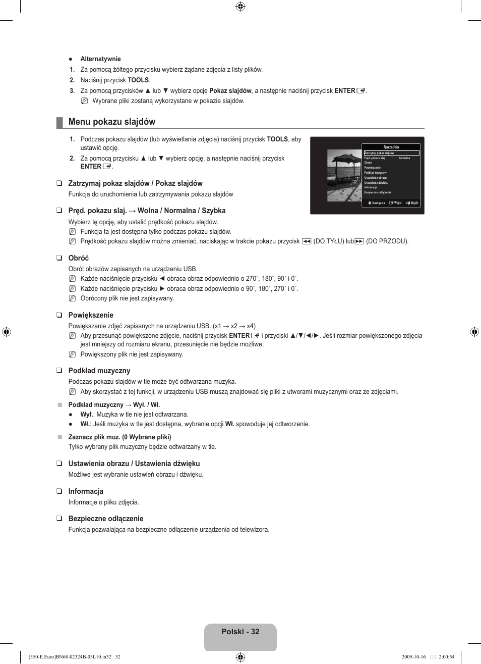 Menu pokazu slajdów | Samsung LE37B551A6W User Manual | Page 144 / 502