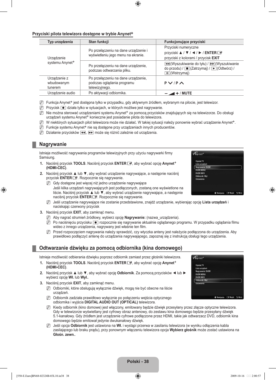 Nagrywanie | Samsung LE37B551A6W User Manual | Page 150 / 502