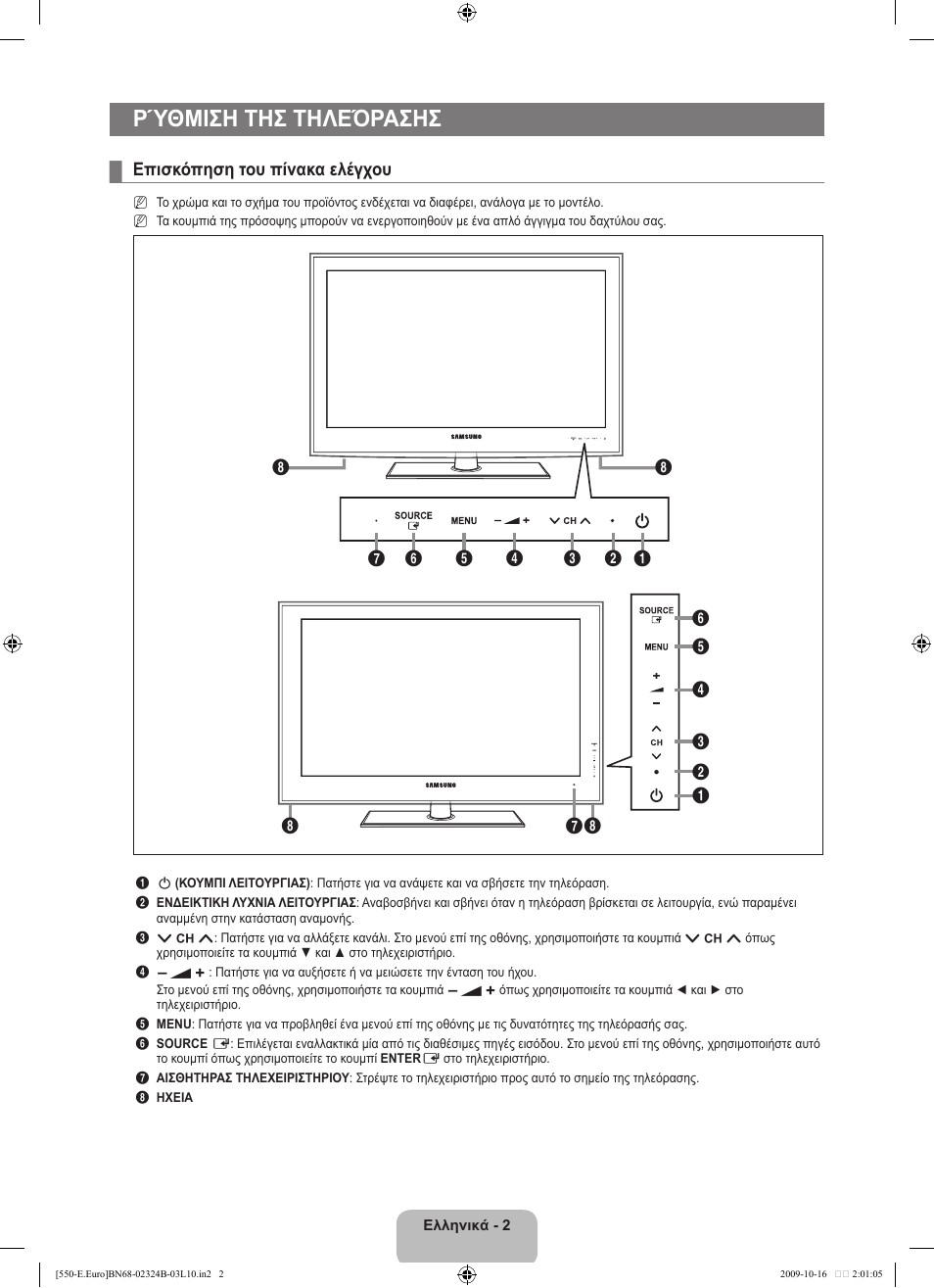 Ρύθμιση τησ τηλεόρασησ | Samsung LE37B551A6W User Manual | Page 162 / 502