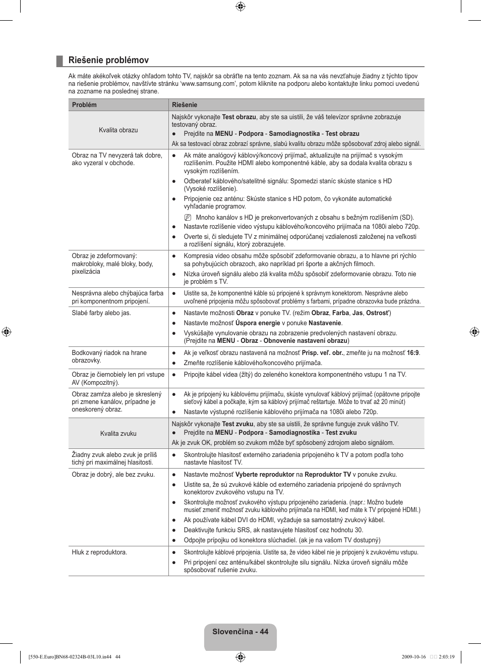 Riešenie problémov | Samsung LE37B551A6W User Manual | Page 396 / 502