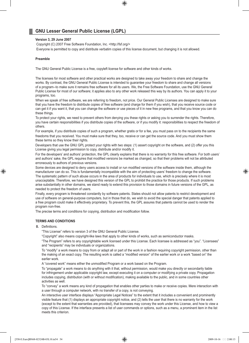Gnu lesser general public license (lgpl) | Samsung LE37B551A6W User Manual | Page 56 / 502