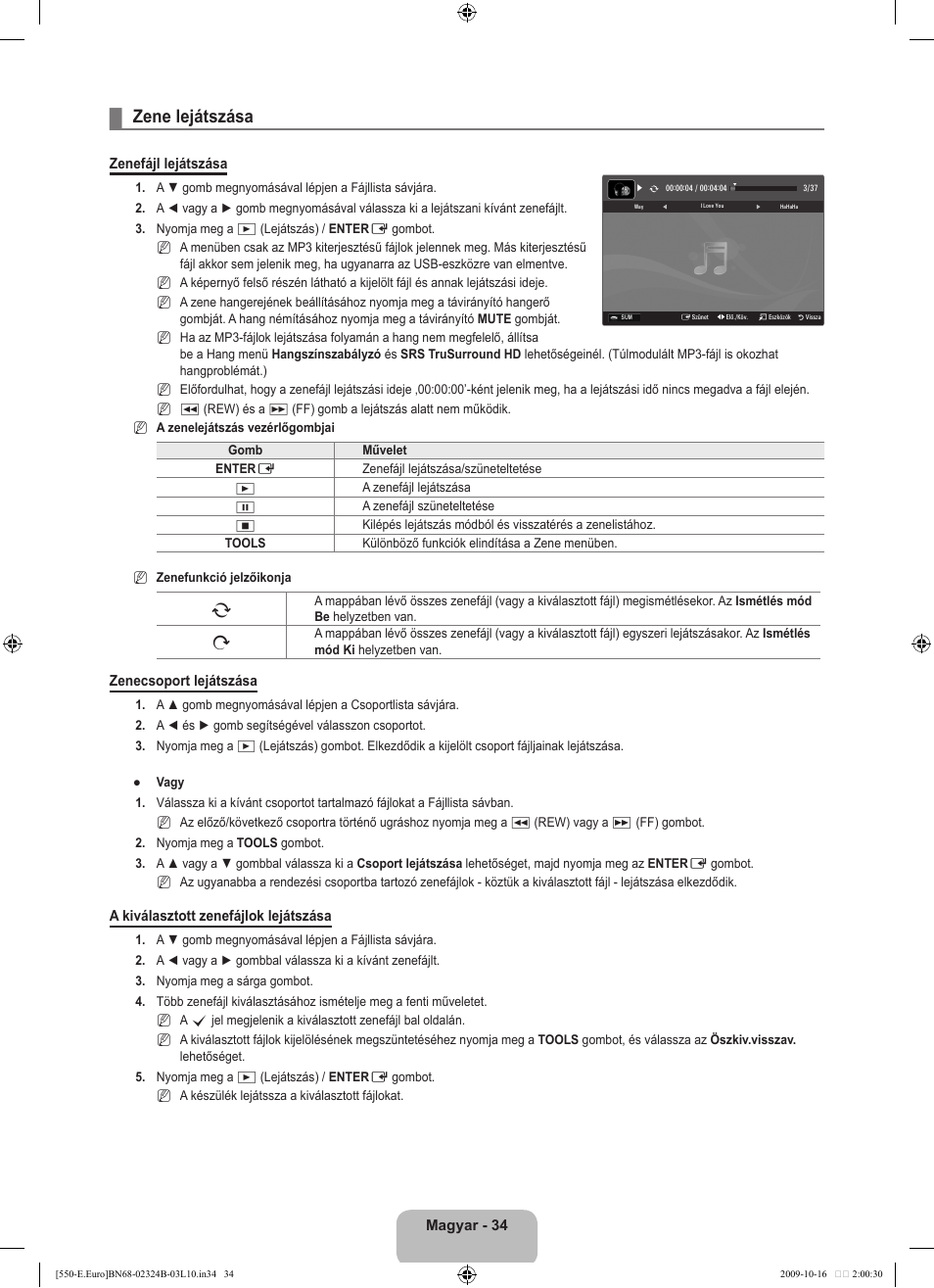 Zene lejátszása | Samsung LE37B551A6W User Manual | Page 98 / 502